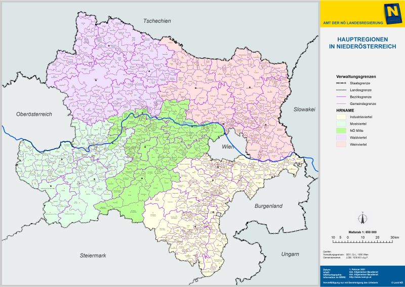 Eine Karte von Niederösterreich.